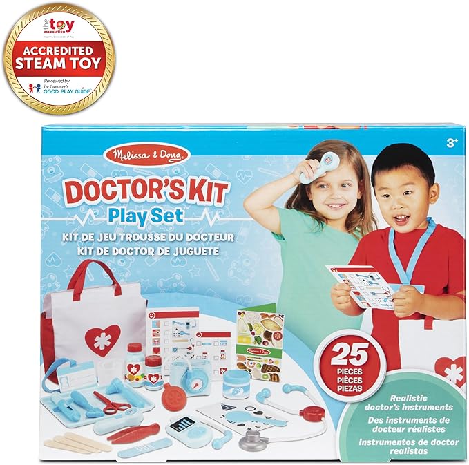 Melissa & Doug Get Well Doctor Kit, 25-Piece Toddler Doctor Play Set, Realistic Pretend Play Toys & Accessories, Preschool Toys for Girls & Boys Ages 3+