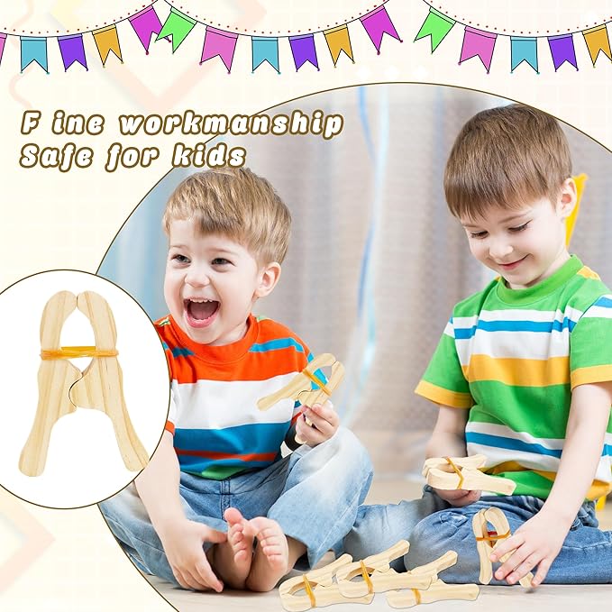 16 Pcs Wooden Play Clips for Kids Fort Building Clips Wood Play Clips Wooden Fort Clips Game Silk Clips for Child Blankets Silk Construction School Playground Building Games