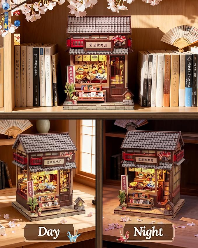 Book Nook Kit, DIY Miniature House Kits for Adult and Teens, Dollhouse Tiny Booknook Garden House Bookshelf, DIY Craft Gifts for Family and Friends (Tsukino Eogi-dou)