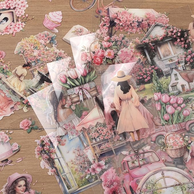 Scrapbooking Stickers 20 Sheets Pre-Cut 120 Pet Stickers People Sticker Books for journaling Scrapbook Supplies Girls Transparent Sticker