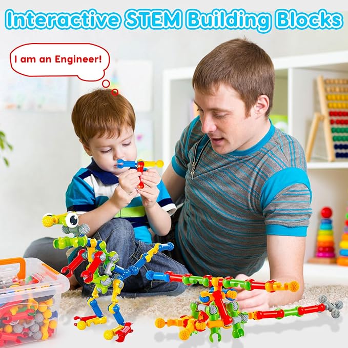 Kids STEM Building Toys for 3 4 5 6 7 8+ Year Old Boy Girl Birthday Gift, 125 Pcs Preschool Classroom Educational Building Blocks Stem Kits Activities Ages 3-5 4-8 5-7 6-8 Engineering Creative Games