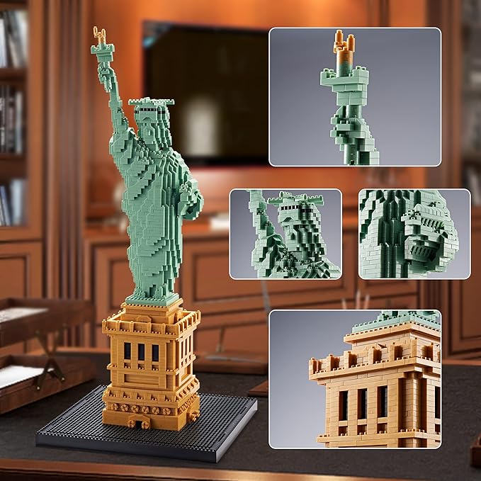 Exquisite Big Architecture Lady Liberty Statue Micro Building Blocks Set - 2810 PCS | Challenging Engaging | Highly Detailed Replica | Suitable for Adults | Great Gift