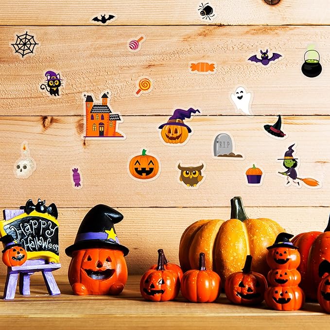 20 PCS Halloween Thick Gel Clings - Window Decals & Stickers for Kids, Toddlers & Adults - Home, Airplane, Classroom, Nursery & Halloween Party Supplies Decorations