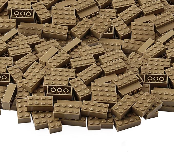 Feleph 100pcs 2x4 Bricks Dark Tan Classic Pieces Parts Building Creative Play Set Blocks Toy Accessories Compatible with 3001 Major Brands