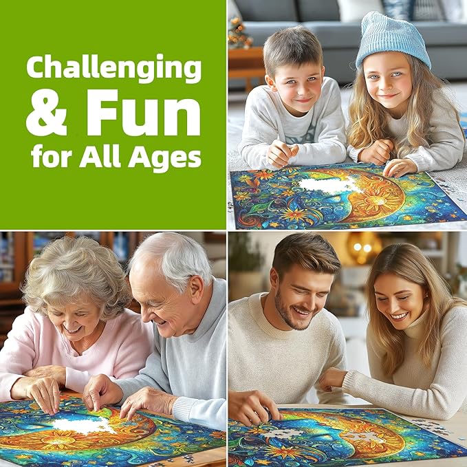 Moon Puzzles for Adults 1000 Pieces Blue Girl Face Art Flowers Puzzle for Adults Jigsaw Puzzles 1000 Pieces with Letters on Back Hard Impossible Difficult challenging Family Puzzle (27.5"x19.6")