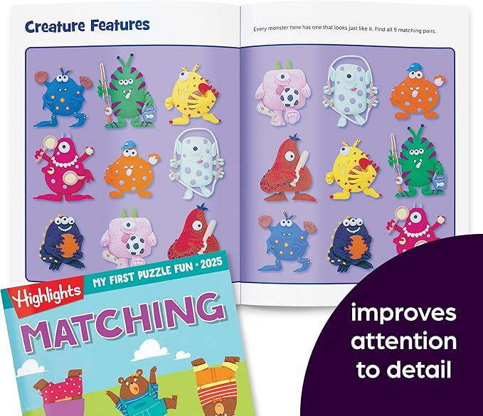 Highlights My First Puzzle Fun 2025 Puzzle Books for Kids Ages 3-6, 4-Book Set of Matching, Mazes, Spot-The-Differences, and More Travel-Friendly Screen Free Brain-Boosting Activities