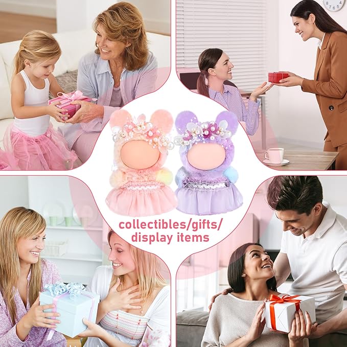 2 Pcs 17 cm Doll Clothes, Cute Exquisite Pink and Purple 6.7 Inches Gauze Skirt with Pearl Accessory Set for Doll Dress up (Excluding Dolls)