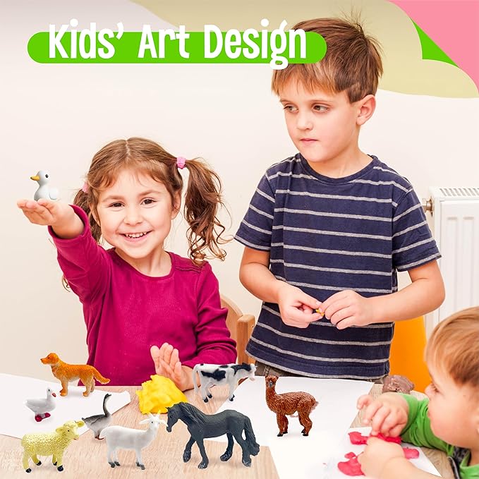 SpriteGru 12 Farm Animal Figurines for Kids, Plastic Animal Toys Tiny Portable Farm Creature Figures Playset Montessori Toys Educational Game for Homeschool Preschool Toddler Kids