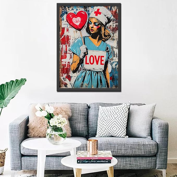 Tucocoo Street Love Art Jigsaw Puzzles for Adults 1000 Pieces, Nurse Banksy Graffiti Puzzles for Adults DIY Crafts Puzzles for Home Decoration Gifts, Family Challenging Puzzle Perfect for Game Nights