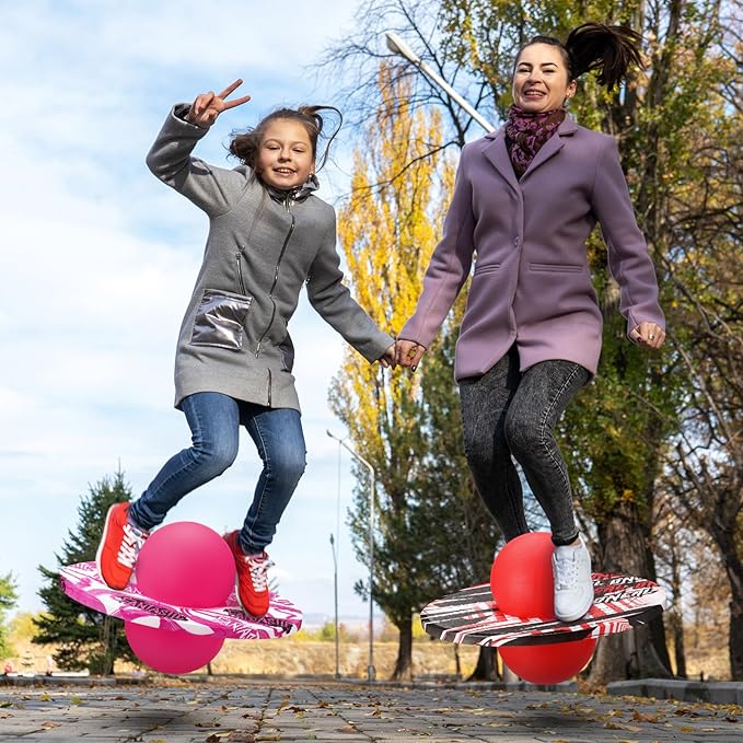Junkin 2 Pcs Pogo Ball Trick Board Toy Balance Board Pogo Balance Bounce Ball with Pump and Strong Grip Deck for Fun Challenge Fidget Indoor,Outdoor Toys