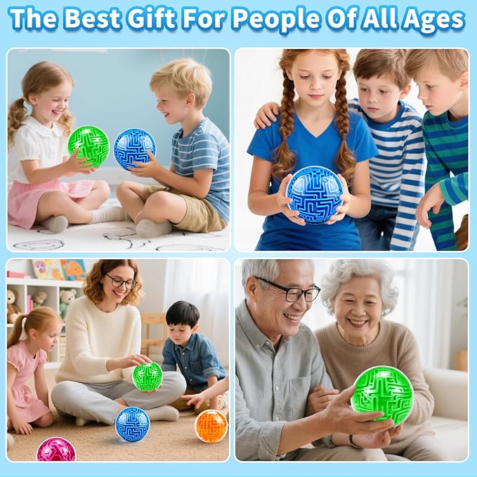 2 Pack 3D Puzzle Maze Ball, Memory Sequential Gravity Cube Balls Educational Toys for Kids Teens & Adults, Hard Challenges Game Lover Tiny Balls Brain Teasers Game Gifts