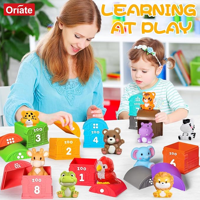 Oriate Animal Toddler Learning Toys, 20Pcs Zoo Animals Sensory Toys for Toddlers 1-3, Counting Animals Color Sorting Montessori for Babies, Birthday Gift Party Favors, Kids Prize Box, 12+ Months