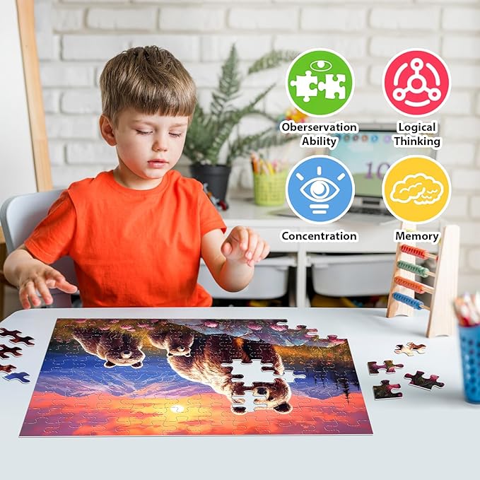 4 Packs 100 Piece Puzzles for Kids Ages 4-6 - Lovely Animals Large Piece Jigsaw Puzzles for Seniors Educational Toys Gifts Kids Puzzle for 4 5 6 7 8 9 Year Olds Boys Girls