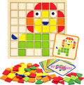 Activities for Dementia Patients, 96 Pieces Wooden Puzzle Games for Seniors, Colorful Shape Pattern Alzheimers Products for Elderly, Tile Matching Memory Cognitive Busy Board Gadgets Gifts