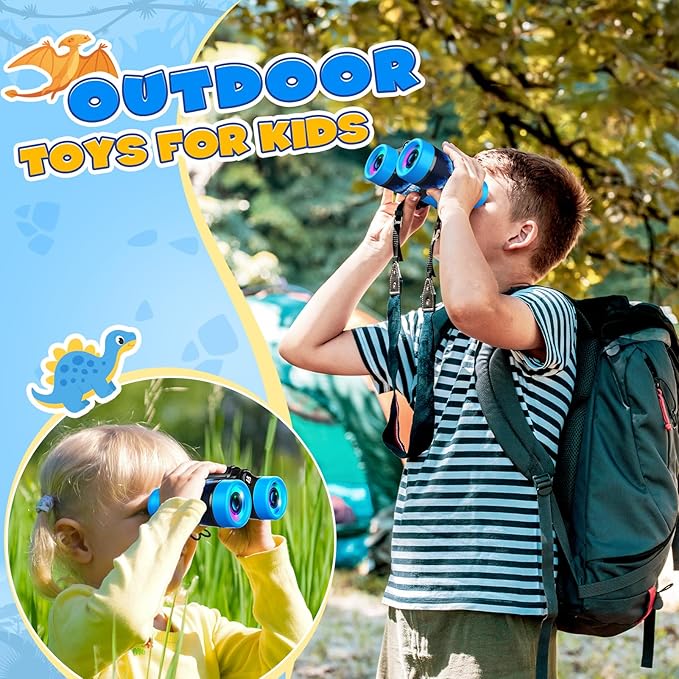 Dinosaur Binoculars Toys for Kids 3 4 5 6 7 8Year Old Boys Girls Christmas Birthday Gifts for Boy Grandkids Ages 3-5 4-6 Toddlers Blue Dino Binoculars Toys Bird Watching Outdoor Camping Telescope Toy
