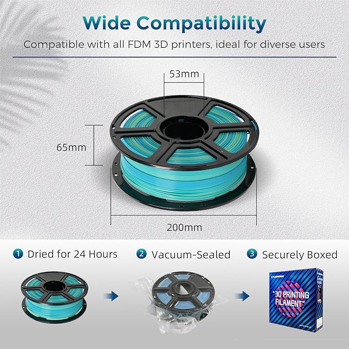 FLASHFORGE PLA Filament 1.75mm +/- 0.02mm Blue to Yellow Gradient, Smooth Color-Changing 3D Printer Filament 1kg (2.2lbs) Spool, 3D Printing Filament Easy to Use and Fits for Most FDM 3D Printers