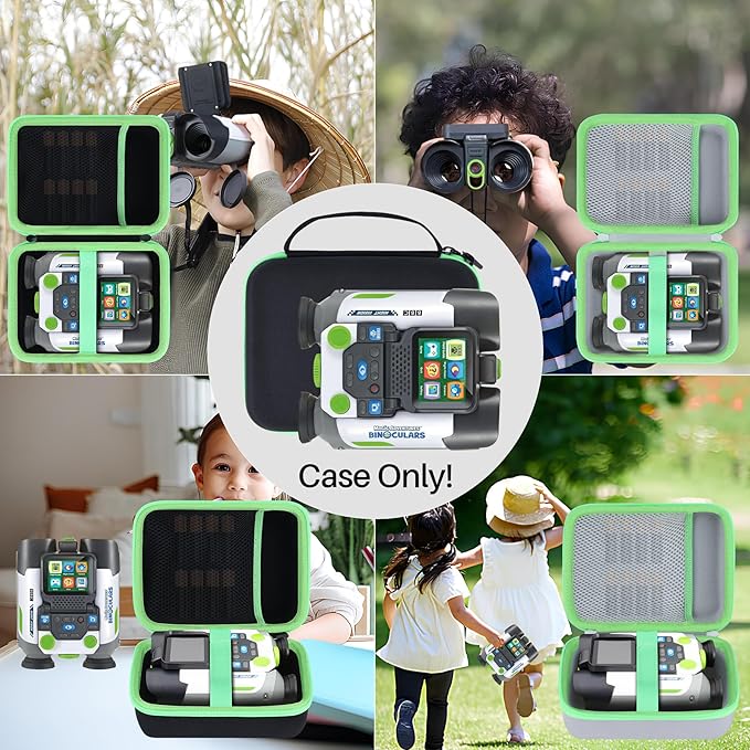 Storage Case Compatible with LeapFrog Magic Adventures Binoculars (Black+Apple Green Case)
