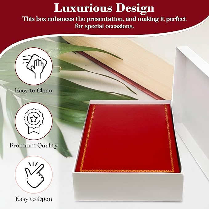 Novel Box Red Jewelry Box for Necklace 4.4x6.25x1.4 Inch - Faux Leatherette Jewelry Display Gift Boxes - Soft Velvet Interior Necklace/Pendant Storage Cases for Proposal Engagement Wedding Birthday