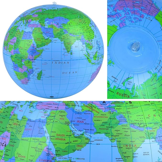 Coopay 24 Pack Inflatable Globe PVC World Globe Inflatable Earth Beach Ball Swimming Pool Ball Birthday Beach Party Decoration Summer Water Games Gifts for Beach Playing or Teaching