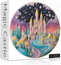 Colorful Fairy Castle Puzzles for Adults 1000 Pieces, Fantasy Rainbow Sky River Jigsaw Puzzles, Round Challenging Impossible Puzzle as Wall Decor