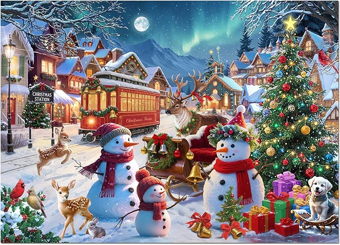 1000 Piece Christmas Puzzle for Adults Jigsaw Puzzle Medium Difficulty Fun Jigsaw Puzzle Gifts for Kids Age 8-10 and Up Christmas Puzzles 1000 Pieces(27.56 x 19.68 Inch)
