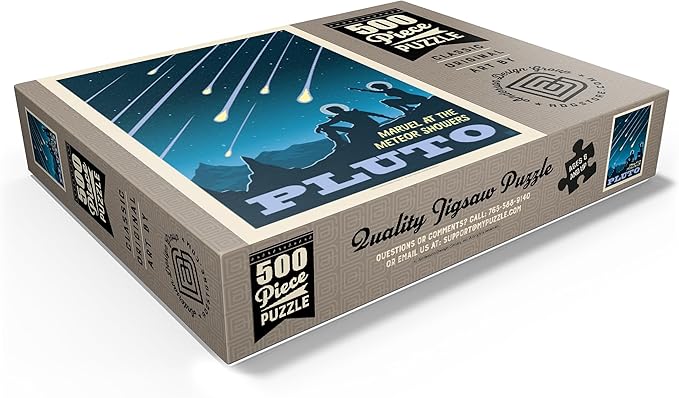 MyPuzzle Pluto: Meteor Showers, Vintage Poster - Premium 500 Piece Jigsaw Puzzle for Adults