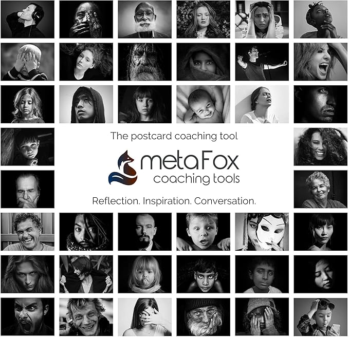 metaFox deep Pictures “Portraits of Emotions” – 52 Black and White Coaching Cards for Emotional Awareness, Therapy Tools for Teens and Adults, Visual Reflection Deck for Counselors and Facilitators