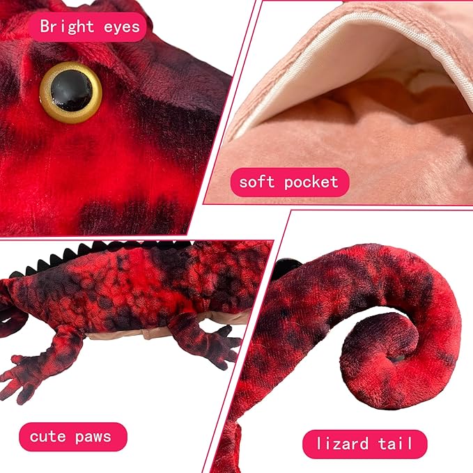 Puppets Hand Puppet Lizard Puppet,Large Puppets with Movable Mouth Puppet Role Play Story Animal,Soft Stuffed Animal Hand Puppets for Kids Ages 1-3