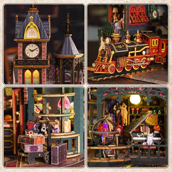 DIY Miniature Dollhouse Kit, Wooden Dollhouse Kit Miniature House Kit with LED Light,Creative Room Idea for Kids/Adults Magic House DIY Kits