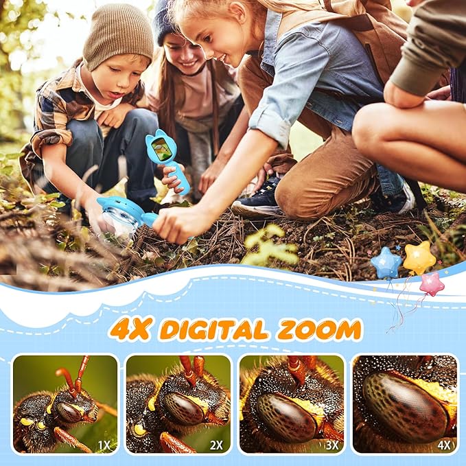 Magnifying Glass for Kids, 100X Handheld Microscope with 2" LCD Scrren, Kids Magnifer with 8 LED Lights, Christmas Birthday Gifts for Children