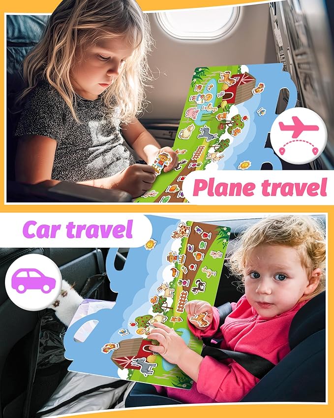 Reusable Sticker Book for Toddlers 2-4 Years, Stickers for Kids, Toddler Craft Activities, Toddler Travel Toys Ages 2+ Boy Girl Birthday Gifts