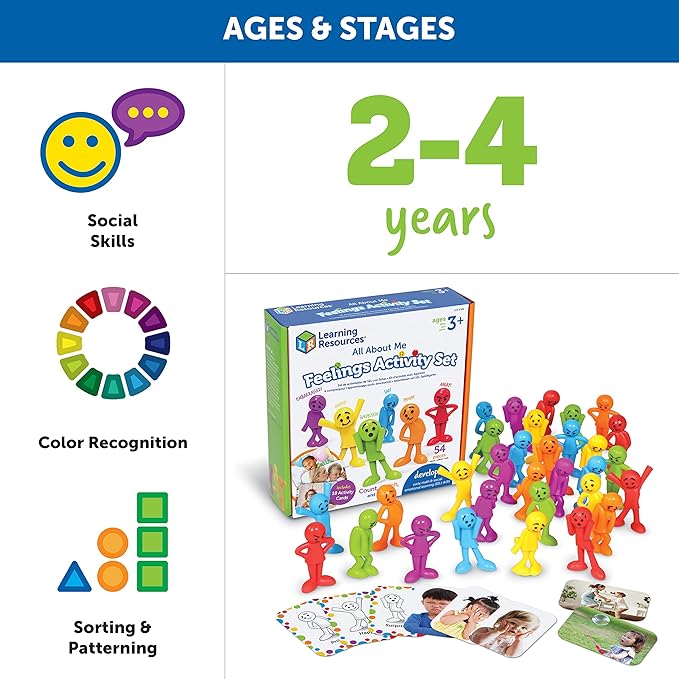 Learning Resources All About Me Feelings Activity Set - Emotional Regulation Tools for Kids, Preschool Classroom Must Haves, Social Skills Activities, People Figurines, Toddler Emotions Gifts