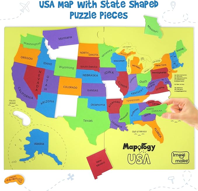 Imagimake Mapology United States Puzzle | Educational Toys for Kids 5-7 | Learn USA States Along with Their Fun Facts | Puzzles for Kids Ages 4-8