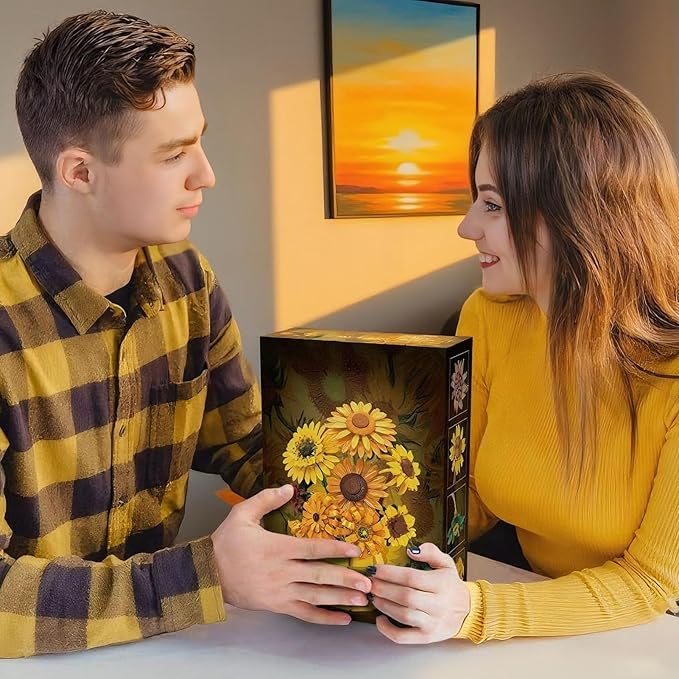 Sunflower Building Set Flowers with Vase for Adult, Compatible with Lego Flowers, 1009pcs Art Bonsai Botanical Collection for Home/Office Decor, Gifts for Mother's Day and Valentine's Day