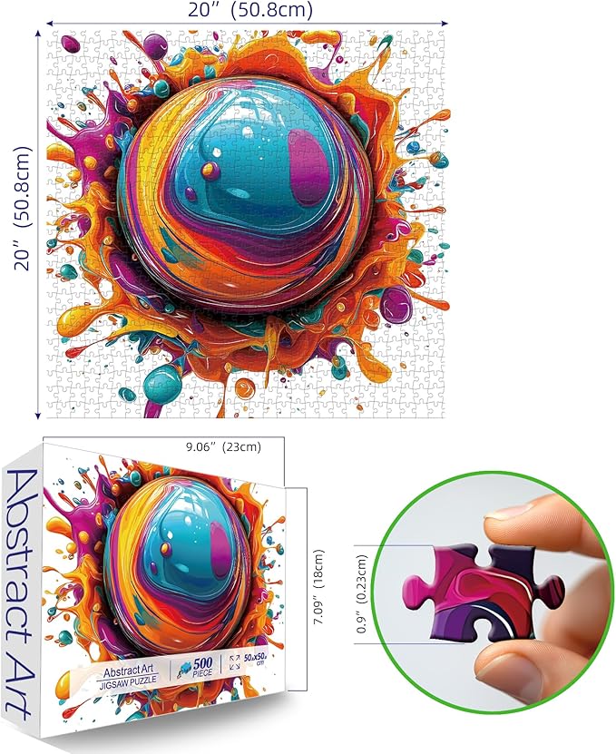 500 Piece Abstract Art Jigsaw Puzzle for Adults - Challenging Gradient Color Modern Design, 20x20 Inch, Unique Gift, Impossible Puzzles, Recycled Cardboard