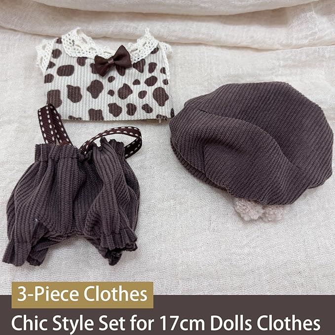 Clothes for 17cm Dolls 2 Set, Cute Hat & Outfit Set for Dolls, Adorable Dress-Up Accessories for Doll