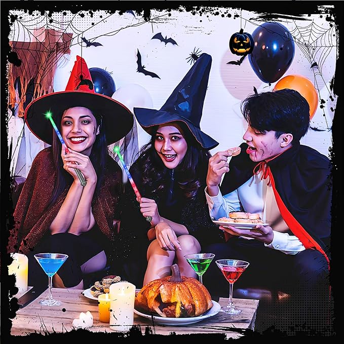 Sumind 4 Pieces Light up Wand Magic Light and Sound Toy Wizard Wands, Illuminating Witch Wand, Costume Accessory for Halloween Cosplay Birthday Party Favors(Clear Silver)