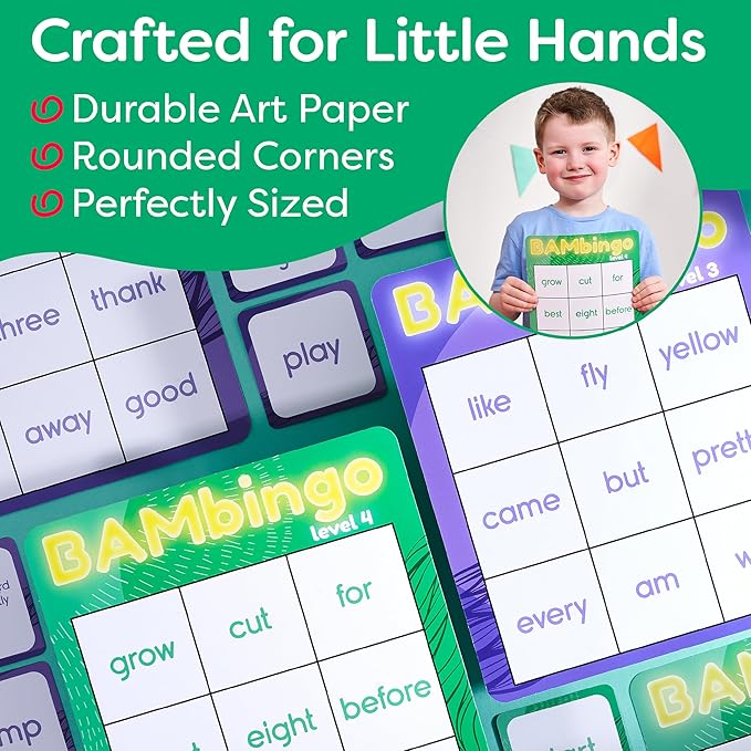 THE BAMBINO TREE Sight Word Bingo Game Level 3 & 4 - Learn to Read Vocabulary for 1st 2nd 3rd Grade Kids - Dolch's Fry's Site Words Reading Game