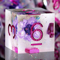Flower DND Dice ,DNDND Handmade Double-Layers Resin Sharp Edge Die with Gift Case for D&D Dungeons and Dragon Games (Purple Flower)