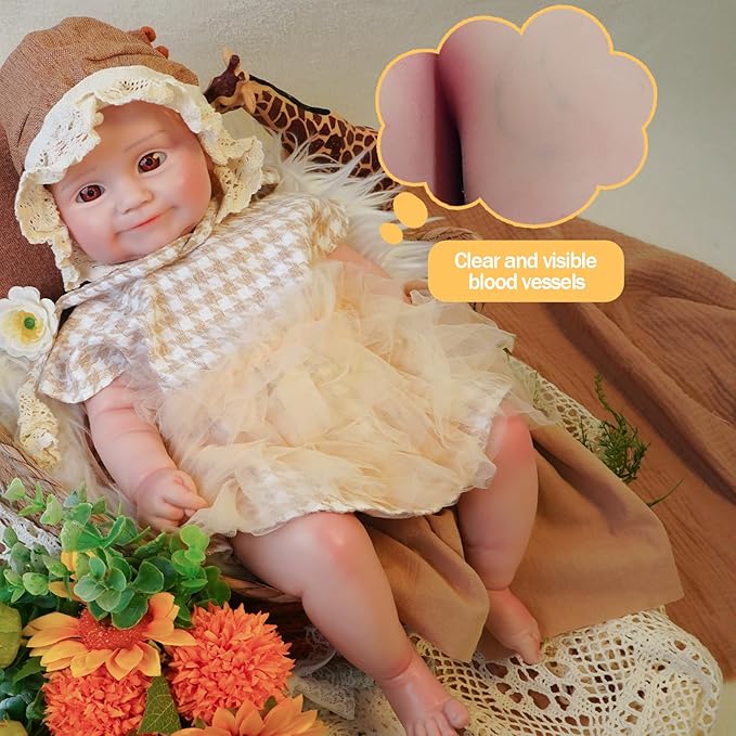 Reborn Baby Dolls Silicone Full Body 18.1in Weighted Real Life Open-Eyes Girl Dolls Lifelike Newborn Baby Soft Body Flexible Limbs Not Vinyl