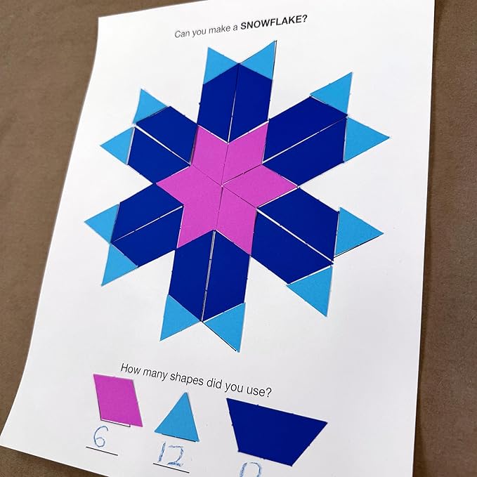 882 Pcs Pattern Block Shapes Math Manipulatives for Learning Multicolor Triangles, Squares, Hexagons, and more Easy-Punch Paper Shape Cutouts in 7 Bright Colors US Made Card Stock