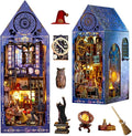 Book Nook Kit Magic Research Institute, DIY Miniature Booknook House Kit for Adults with LED Lights, 3D Wooden Puzzle Bookshelf Insert Decor, Magical Gift for Women Men Teens and Family