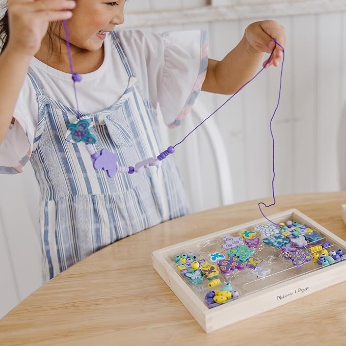 Melissa & Doug Created by Me! Butterfly Beads Wooden Bead Kit, 150+ Beads for Jewelry-Making