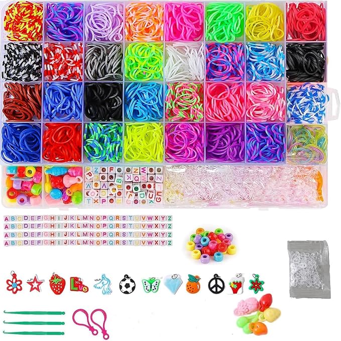 DDCOWP 2500+ Rubber Band Bracelet Kit, Loom Bracelet Making Kit for Kids, Rubber Bands Refill Loom Set, Loom Bands Kit