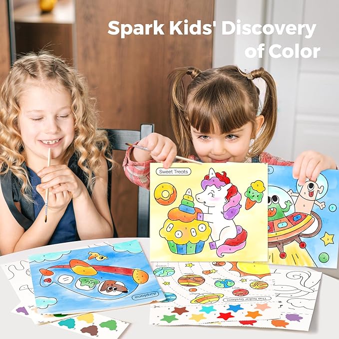 Paint with Water Books for Toddlers, Mess Free Watercolor Painting Activity for Kids Ages 1-3, 2-4, 4-6, Art Craft Coloring Gift with Brush, Airplane Travel Activities for Toddlers, Transportation