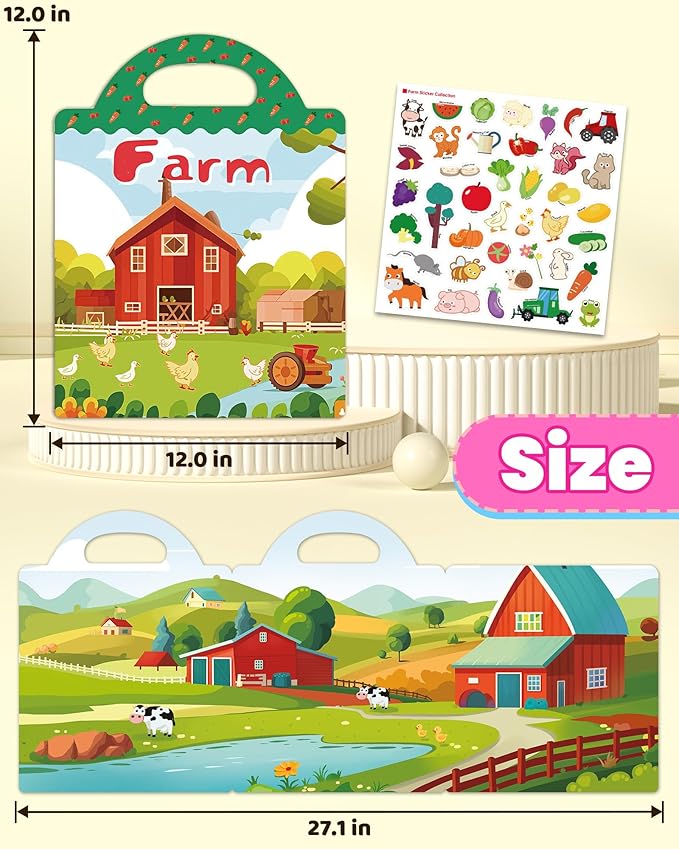 Reusable Sticker Book for Toddlers 2-4 Years, Stickers for Kids, Toddler Craft Activities, Toddler Travel Toys Ages 2+ Boy Girl Birthday Gifts