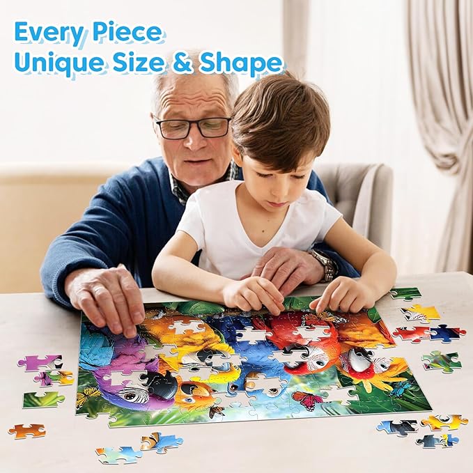 4 Packs 100 Piece Puzzles for Kids Ages 4-6 6-8 - Lovely Animals Selfies, Large Piece Puzzles for Seniors Adults Puzzle for Kids Ages 8-10 Educational Learning Puzzle Toys Gifts for 5 Year Old Child