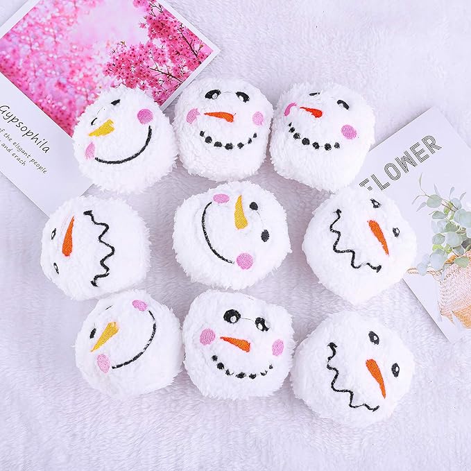 Aneco 12 Pack Snow Toy Ball Set Plush Snowmen Balls Snow Fight Ball with 1 Bag Realistic for Adult Kid Winter Game