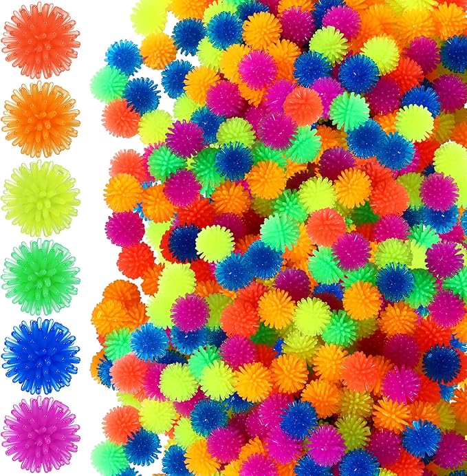 100 Pcs Spiky Hedge Balls Multicolor Small Porcupine Ball Mini Stress Relief Calming Fidget Toys Soft Sensory Bright Assorted Colors for Birthday Party Favors Home Office