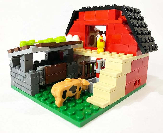 Brick Loot Farm Animal Building Set – 160 Pieces Custom Designed Model with Chickens, Pig, Lamb, Eggs & More, Compatible with Lego, Creative Play for Kids & Adults, Ages 6+